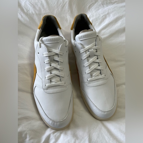 Everlane ReLeather Court Sneaker | White/Mustard Size W/14 M/12 New main image 10